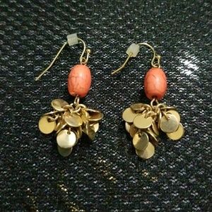 Orange & Gold Tone Earrings